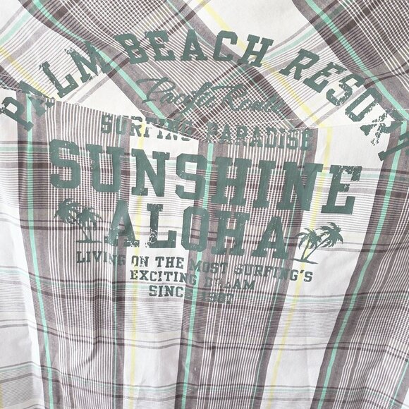 BOSSINI CONTEMPORARY FIT MENS XL GRAY, GREEN AND WHITE PLAID SHORT SLEEVE SHIRT - Picture 6 of 11